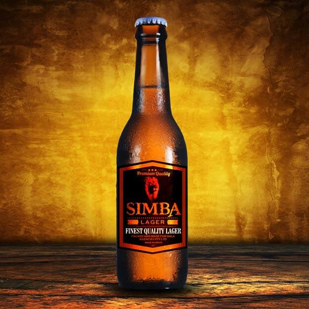 simba australian beer bottle label design