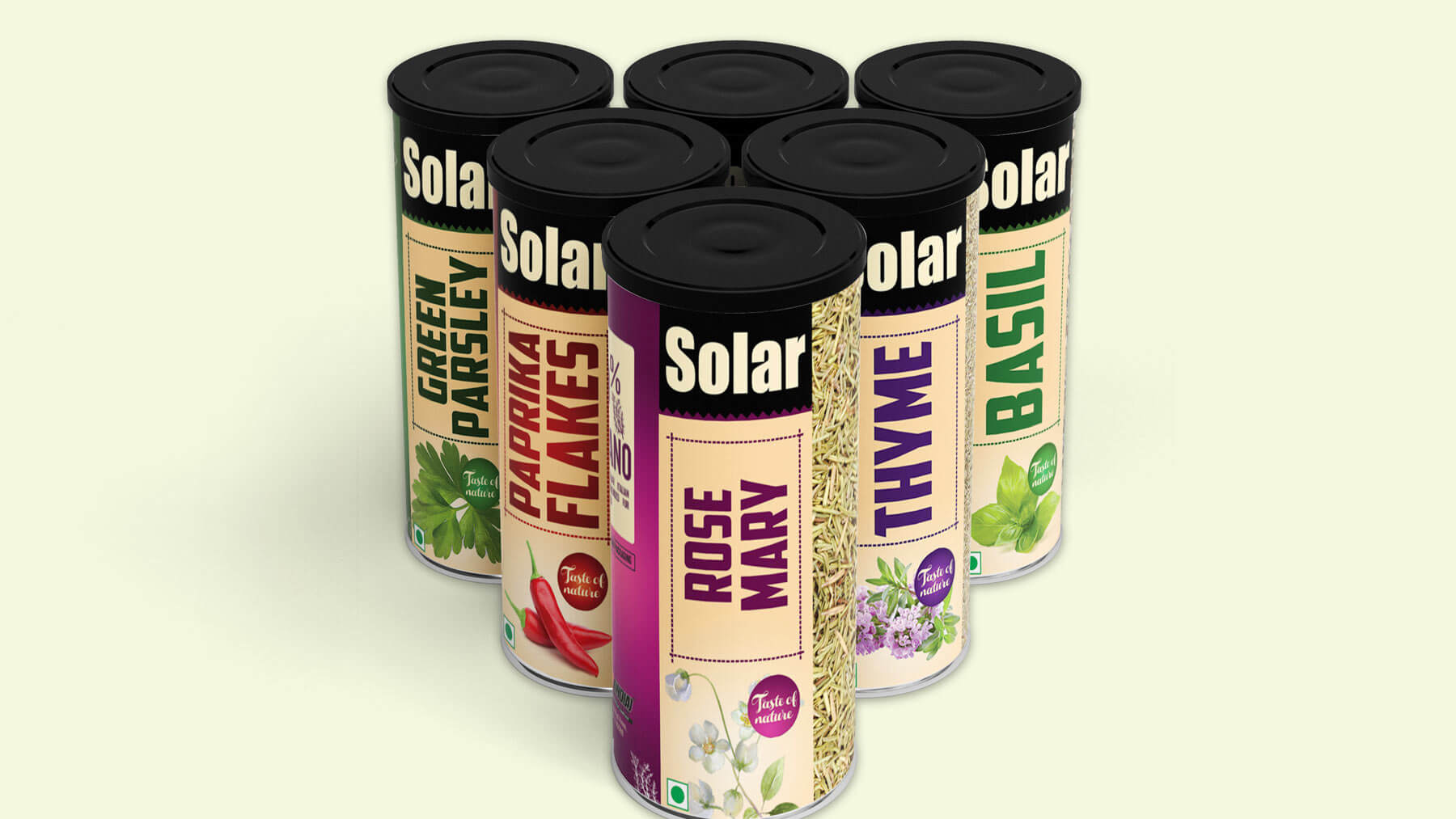 solar herbs spices packaging